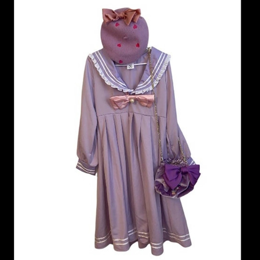 Shanghai Disney- Daisy Duck Fantasy Dream Party - Dress + Beret + Purse